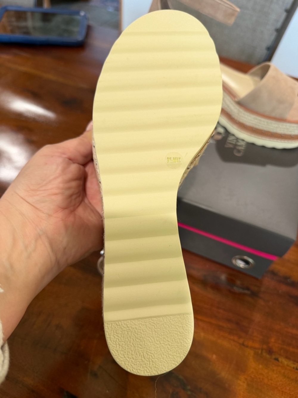Vince Camuto Beige Suede Platform Espadrille Wedge Sandals - Picture 6 of 6